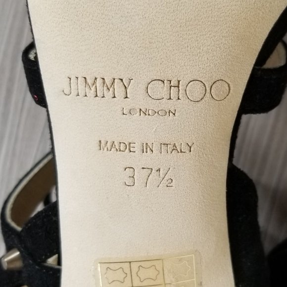 Jimmy Choo Meddle Cage Gladiator Sandal, Black Suede, Womens Size 7.5 / 37.5 - Picture 12 of 12